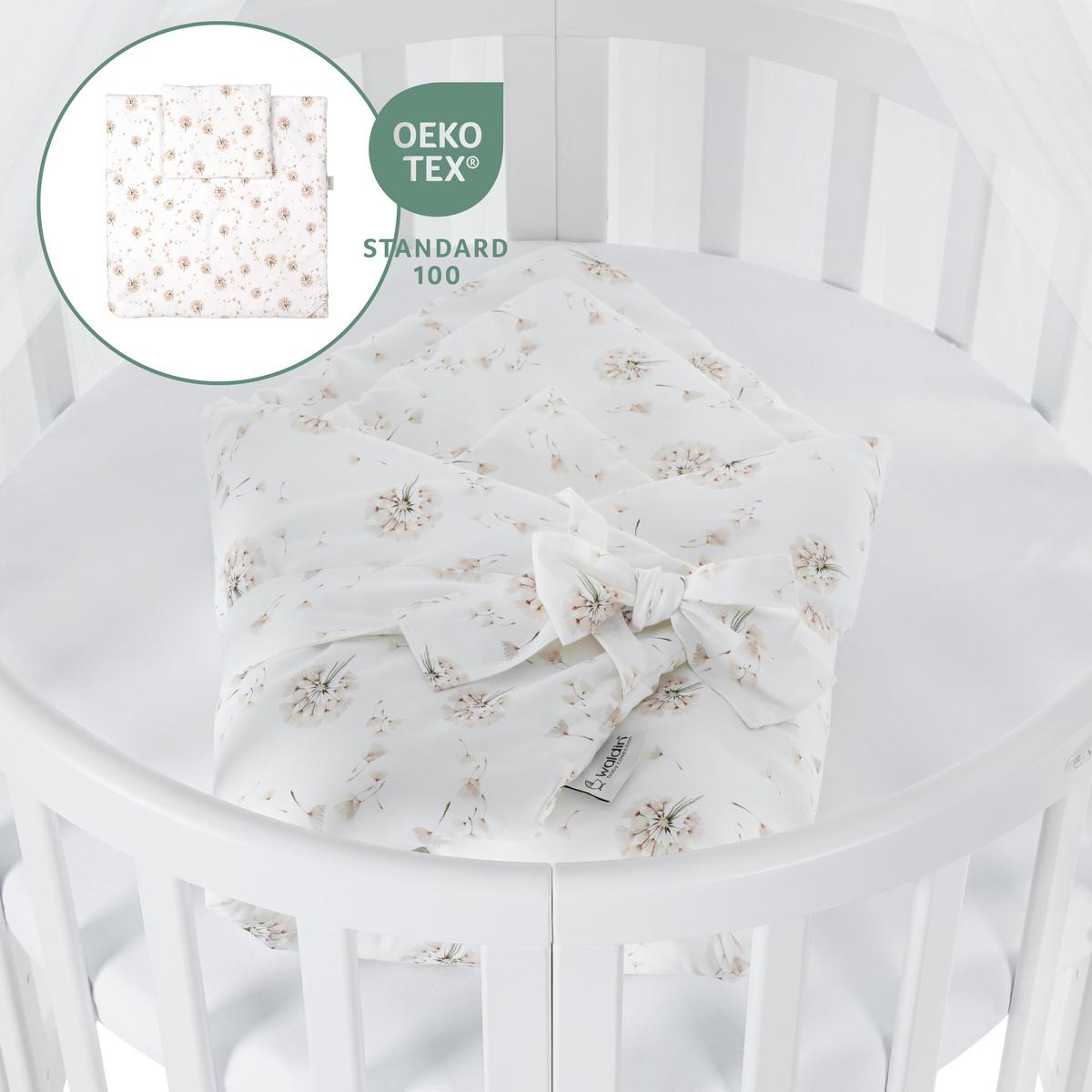 BABYBETT WHITE OVAL 7in1 mit Matratze und Himmelset - Weiß/Braun, Holz/Textil (73/125cm) - waldin
