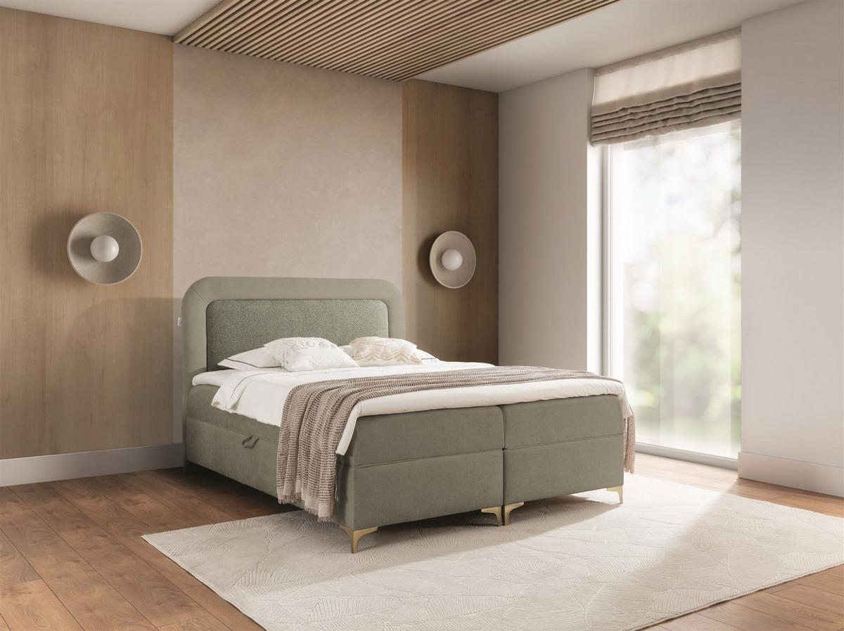 BOXBETT Willow - Grün, Holzwerkstoff/Textil (180/200cm) - Fun Möbel