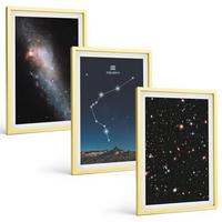 BILDER SET 3er Set - 40x60 cm Goldrahmen - Galaxienraum Wassermann - Goldfarben, Kunststoff (40/60cm) - TULUP