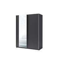 SCHWEBETÜRENSCHRANK ELRON 150,6/198,5/62cm 2-türig mit Spiegel Graphitfarben - Graphitfarben, Holzwerkstoff (150.6/198.5/62cm) - MASSENO