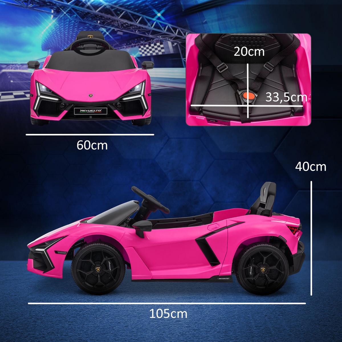 KINDER Elektroauto 12V Kinderauto mit 2,4G Fernbedienung, Musik, Rosa - Rosa, Metall (105/60/40cm) - AIYAPLAY