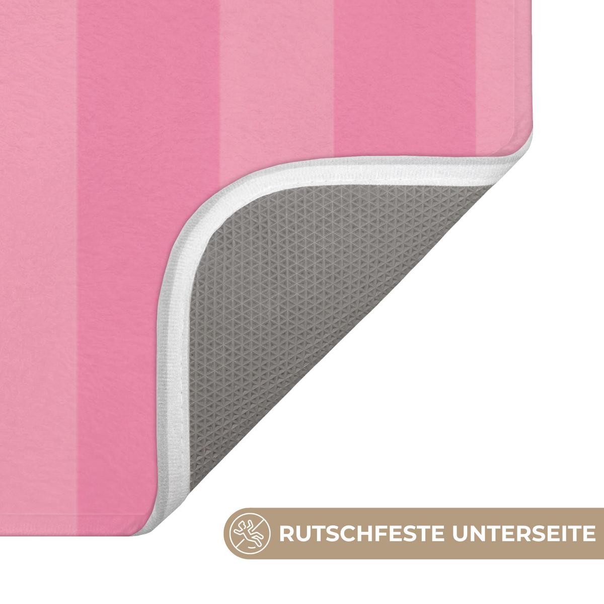 BADEMATTE Gestreift - Rosa - Chéri 120x60 cm - Pink, Textil (120/60cm) - OnlyWow