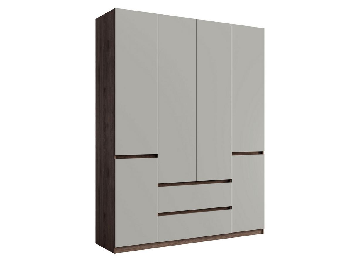 DREHTÜRENSCHRANK VELEN 180/230,5/51,4cm 6-türig Nussbaumfarben - Nussbaumfarben/Grau, Holzwerkstoff (180/230.5/51.4cm) - MASSENO