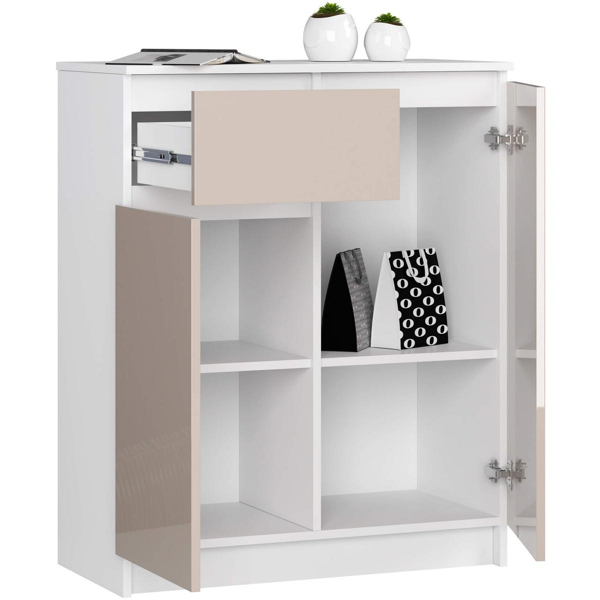 KOMMODE Weiß, Cappuccino Glanz 99/80/40 - Weiß, Holzwerkstoff (80/99/40cm) - RAUMHIRSCH FURNITURE