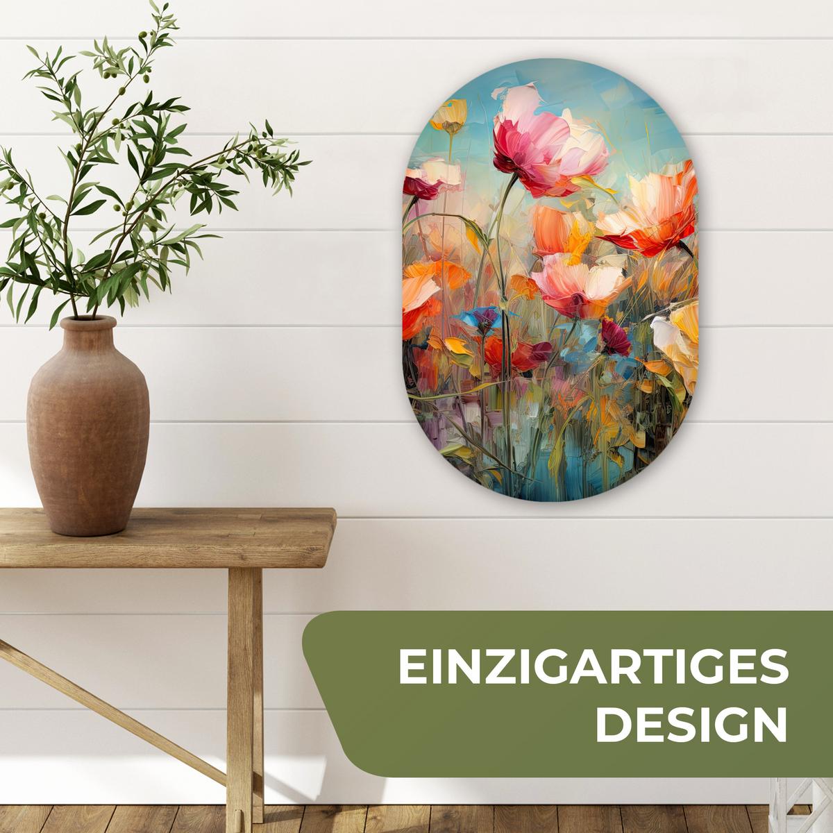 WANDBILD Blumen - Aquarell - Kunst - Botanisch - Natur Deko Wohnzimmer 40x60 cm - Orange, Kunststoff (40/60cm) - MuchoWow