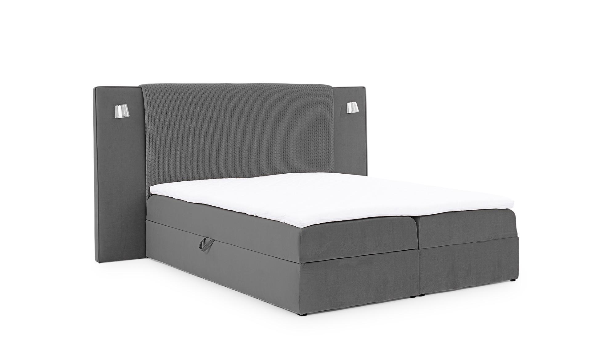 BOXBETT Marten Magic Velvet Set.1 - Dunkelgrau, Holzwerkstoff/Textil (140/200cm) - Fun Möbel