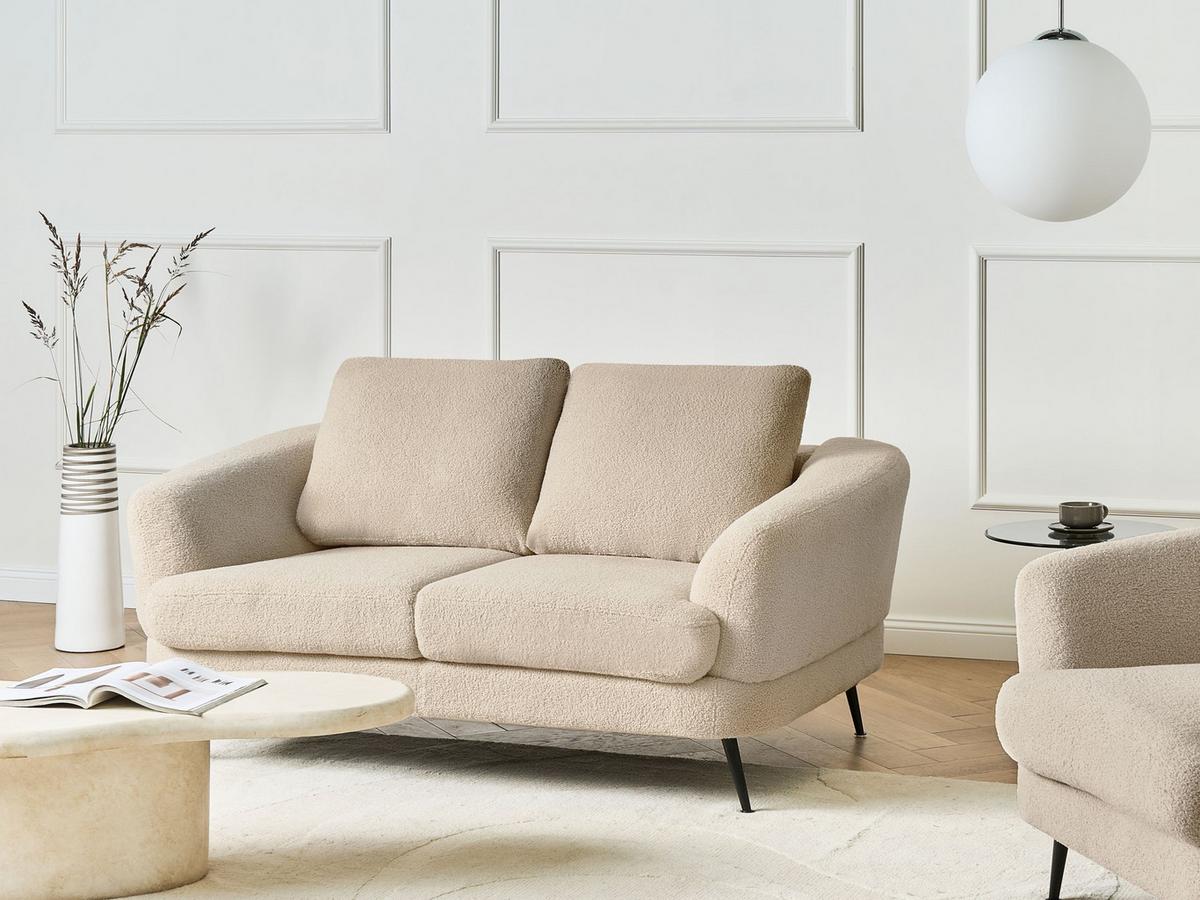 2-SITZER-SOFA Bouclé Hellbeige Kjaer - Beige, Textil (155/100/100cm) - Beliani