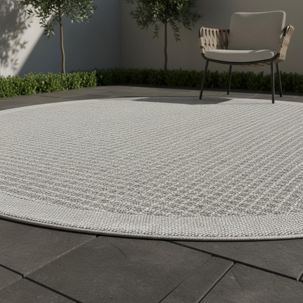 TEPPICH Outdoor DAFNE in Grau, einfarbig, Ø 200 cm - Grau, Textil (200/200cm) - KADIMA DESIGN