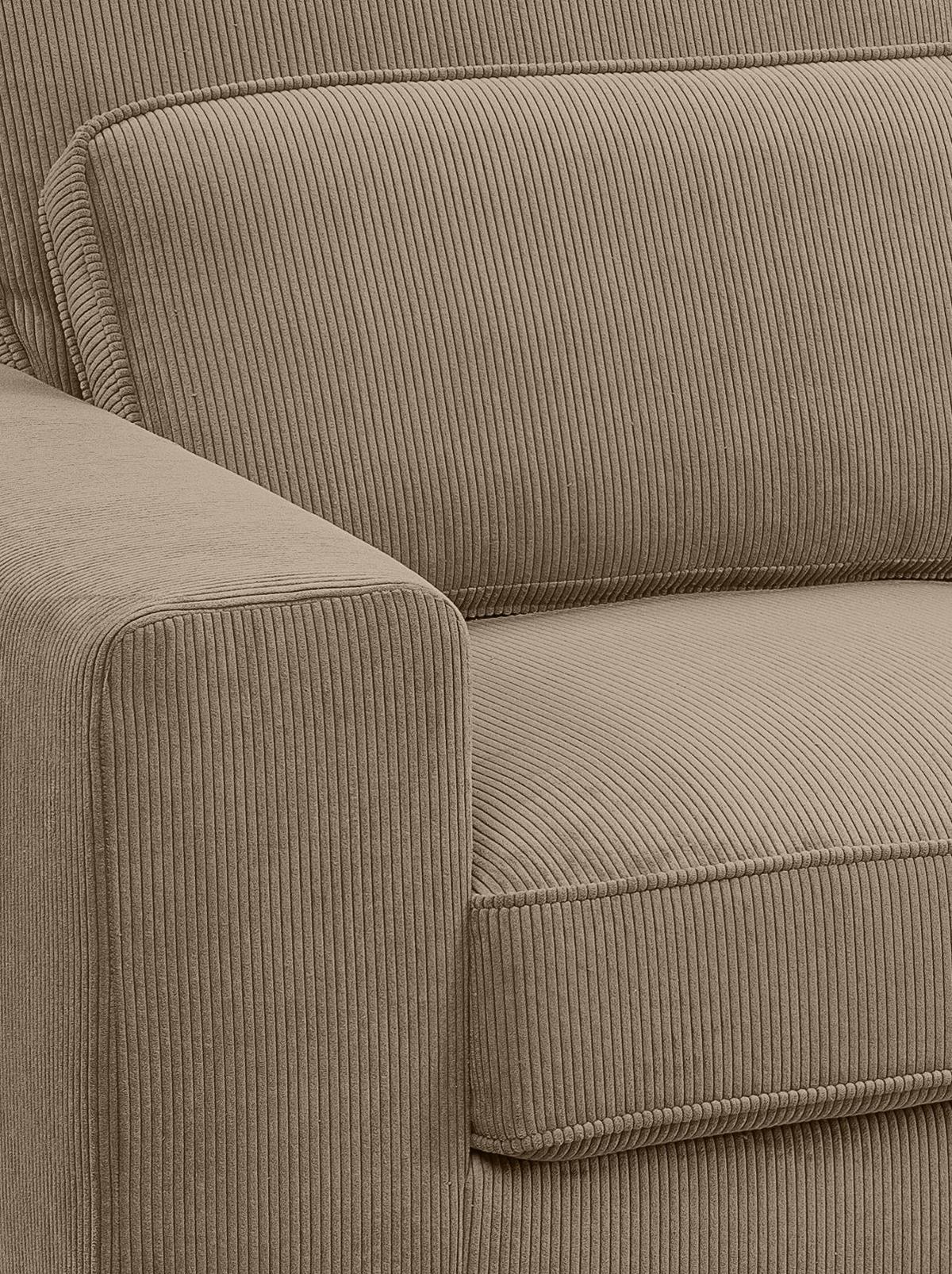 SOFA braun Cord 276 cm, Ecksofa 4-Sitzer, L-Sofa Ottomane rechts - Schwarz/Braun, Holz/Textil (276/183cm) - Inn.Furn
