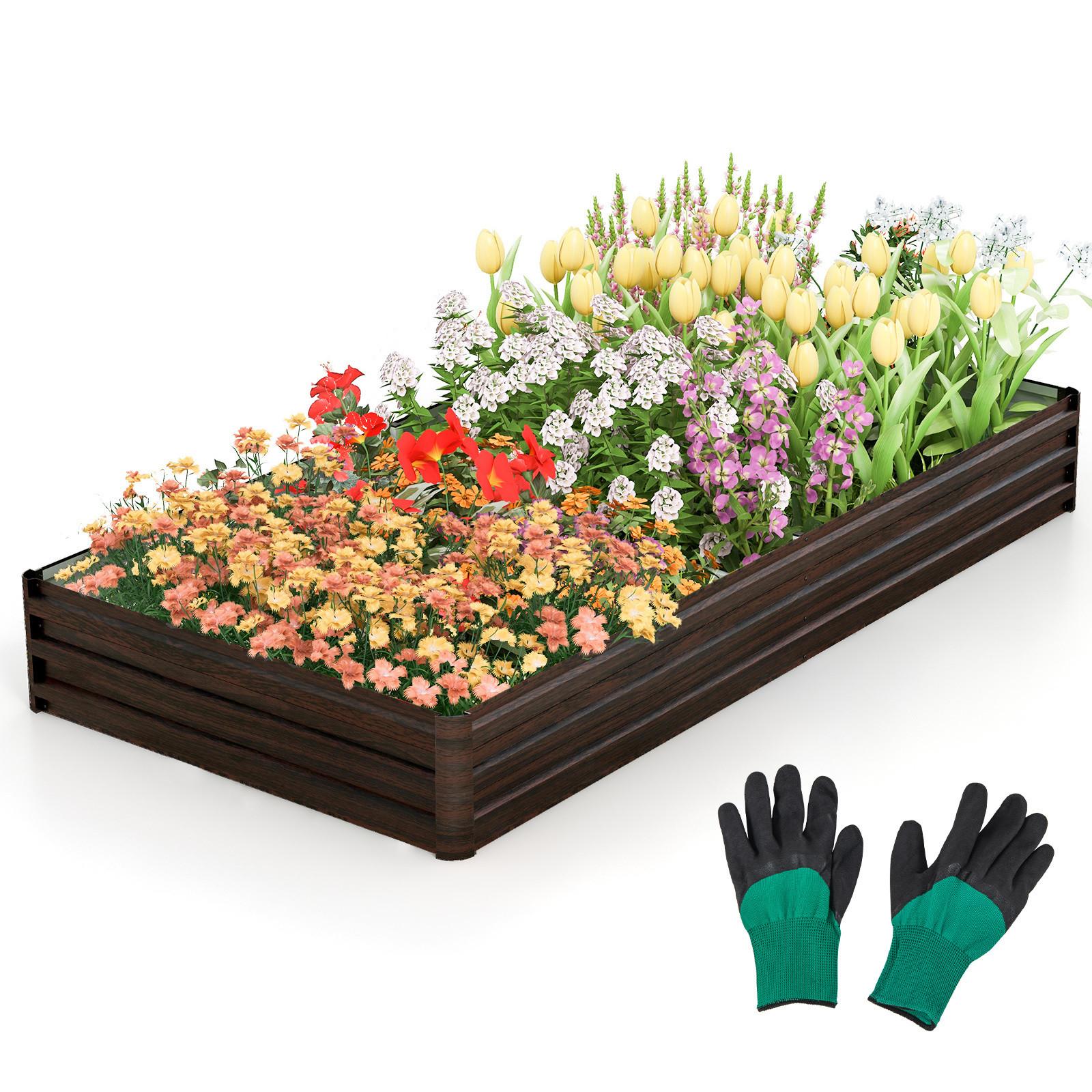 HOCHBEET Braun - Braun, Metall (240/30/120cm) - COSTWAY