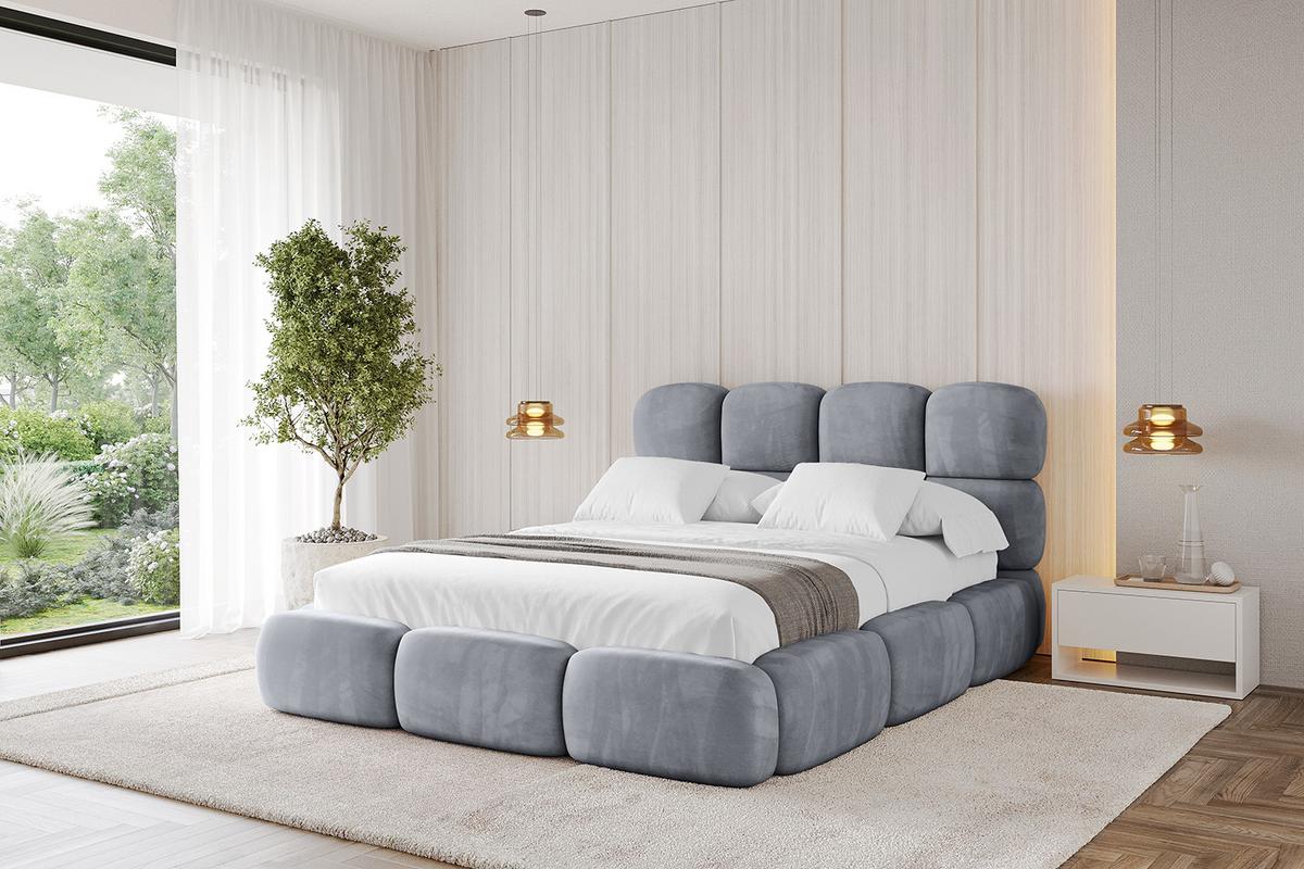 POLSTERBETT mit Bettkasten und Lattenrost, Bett mit Matratze H3/H4 - NOMA 180x200 Grau - Grau, Holzwerkstoff/Textil (180/200cm) - ALTDECOR