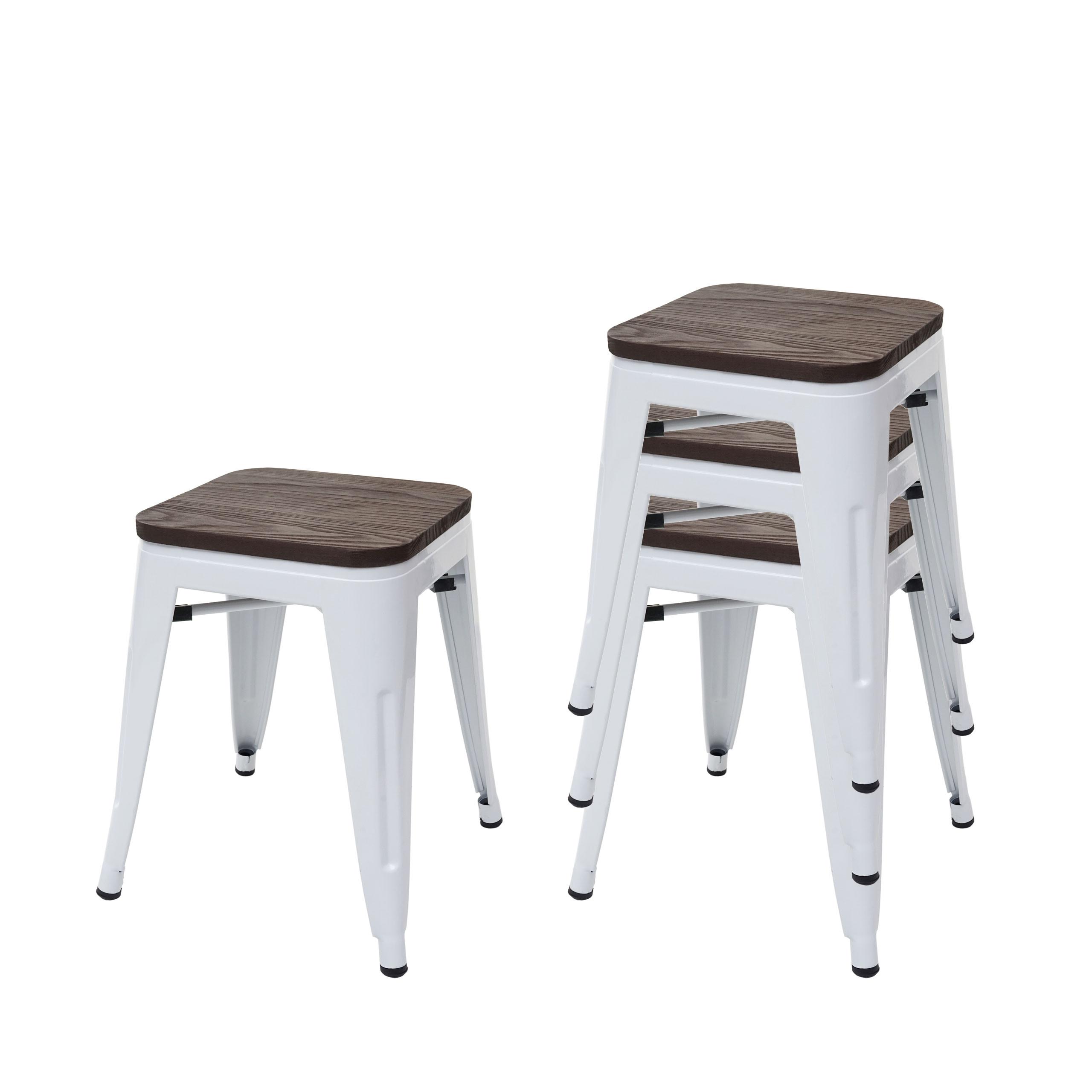 HOCKER HOLZ-SITZFLÄCHE Weiß 4er-Set - Weiß, Holz (39/45/39cm) - MCW