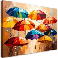 LEINWANDBILD Bunte Regenschirme Abstraktion 90x60cm - Multicolor, Textil (90/60cm) - Feeby