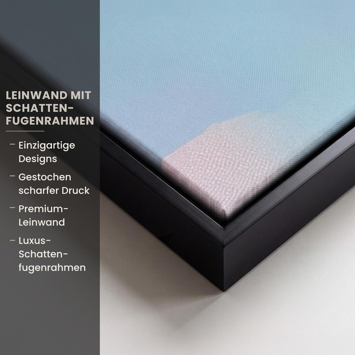 LEINWAND Bilder mit Rahmen - Tulpen - Rosa Akzente - Blau - 60x90 - Pastellblau, Textil (60/90cm) - MuchoWow