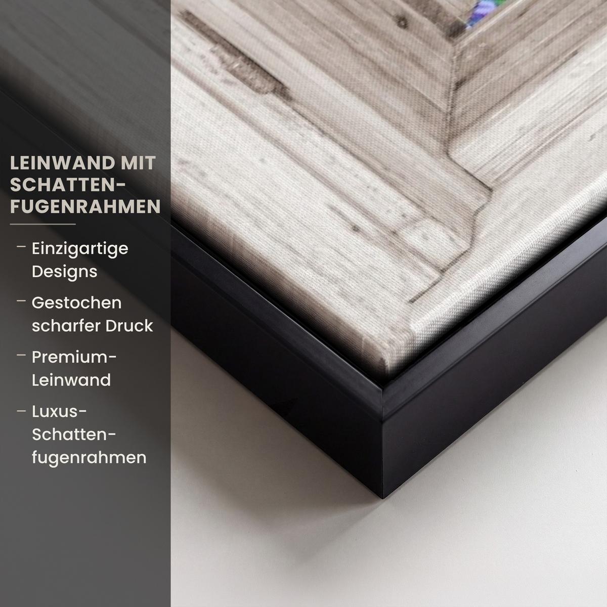 LEINWAND Bilder mit Rahmen - Hortensie - Durchsichtig - Blumen - Sommer - Lila - Weg - 90x60 - Lila, Textil (90/60cm) - MuchoWow