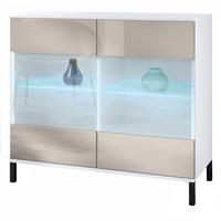 KOMMODE Bari Sandgrau Hochglanz - Sandfarben, Holzwerkstoff (92.5/83.5/35cm) - Vladon