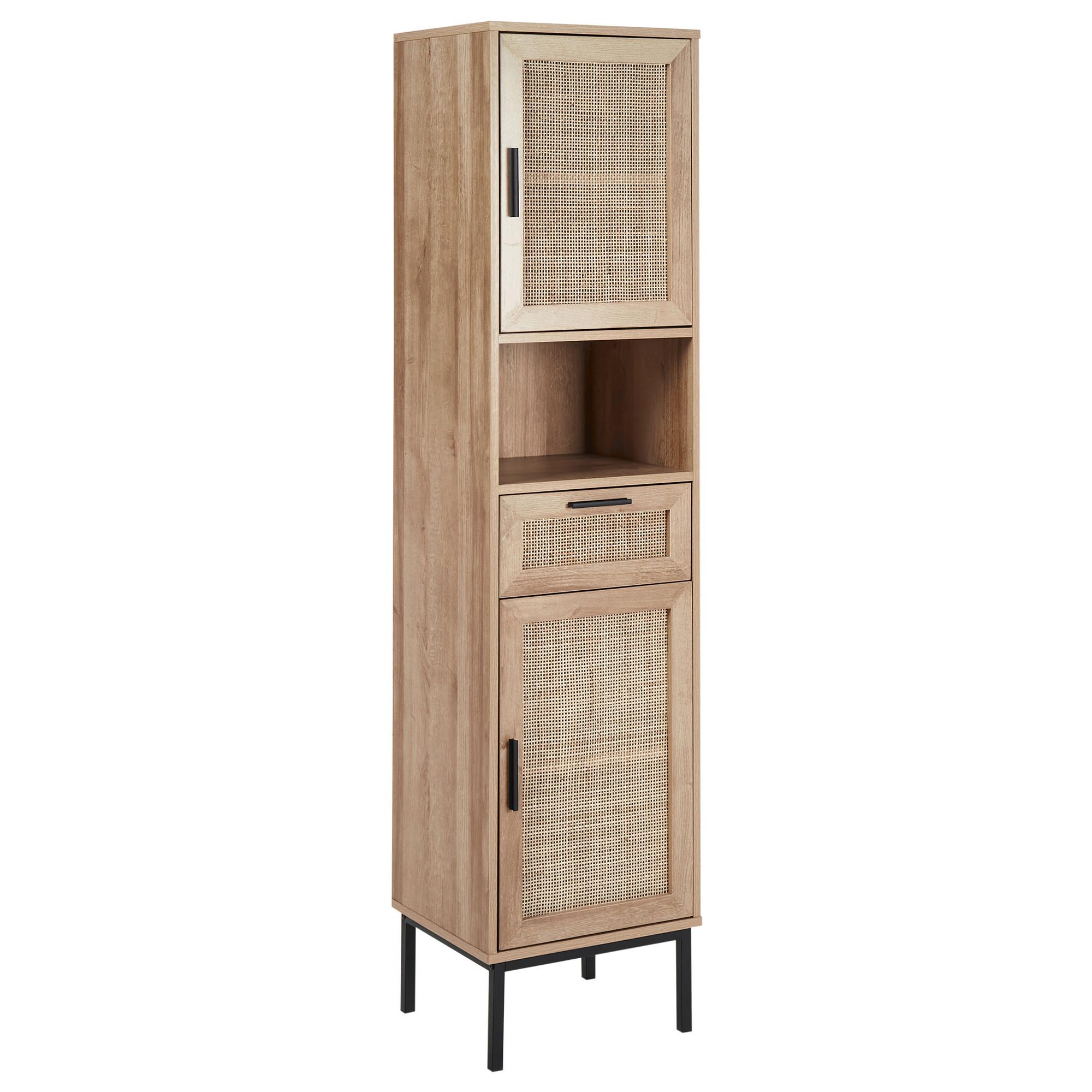 BAD-WANDSCHRANK 40 cm Hellbraun Rosell - Naturfarben/Braun, Holzwerkstoff (40/165/36cm) - Beliani