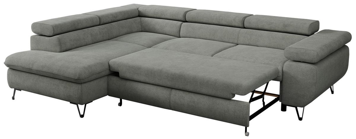 ECKSOFA PEDRO L Grau Struktur - Links Seite - Schwarz/Grau, Textil/Metall (208/273cm) - MKS