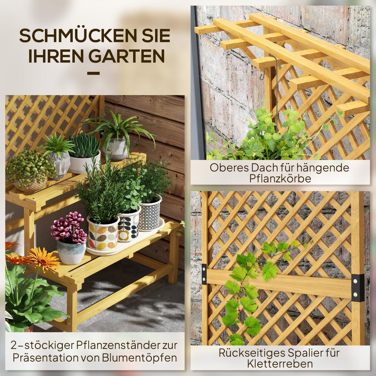 PFLANZENTREPPE Tannenholz Gelb - Gelb, Holz (50/166/75cm) - Outsunny