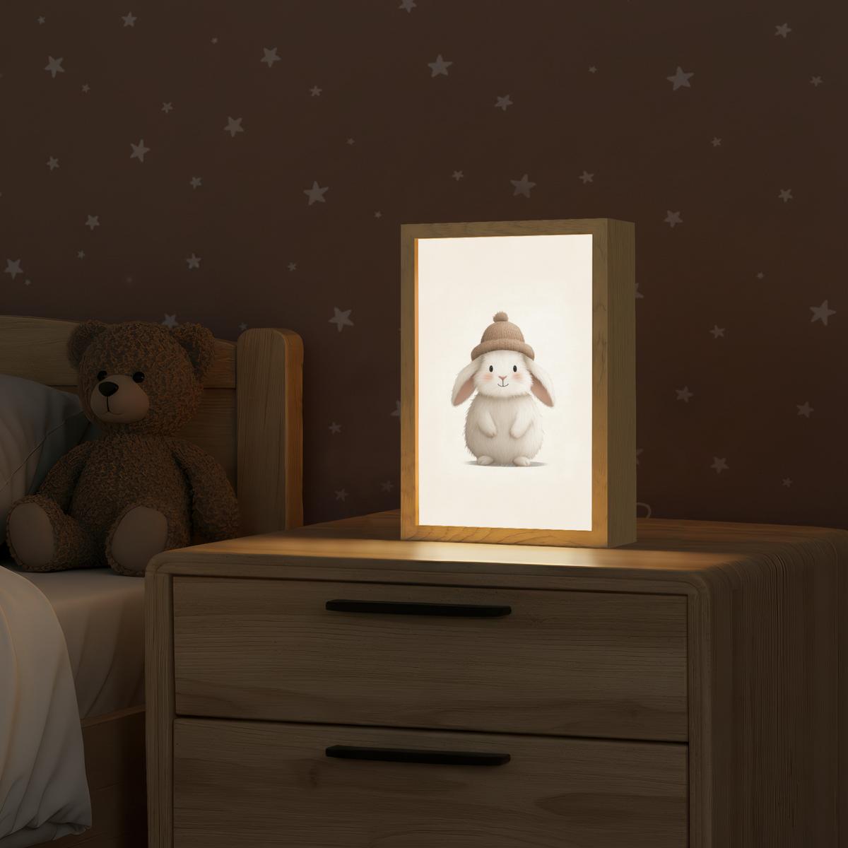 NACHTTISCHLAMPE Kaninchen - Hut - Ohren - Beige 20x30 cm - Creme, Holzwerkstoff (8/20/30cm) - OnlyWow