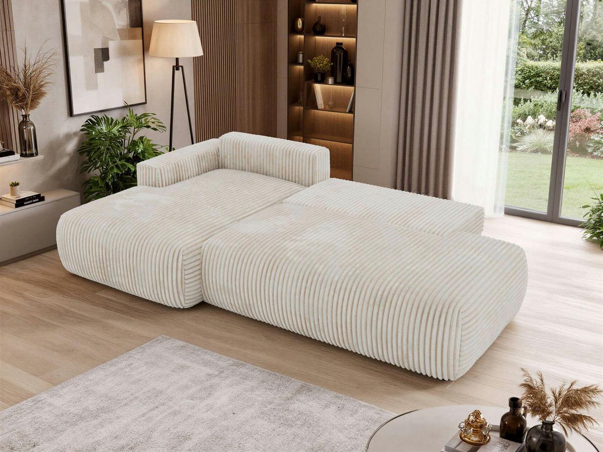 ECKSOFA TAREN L Beige Cord - Links - Beige/Schwarz, Kunststoff/Textil (170/292cm) - MKS
