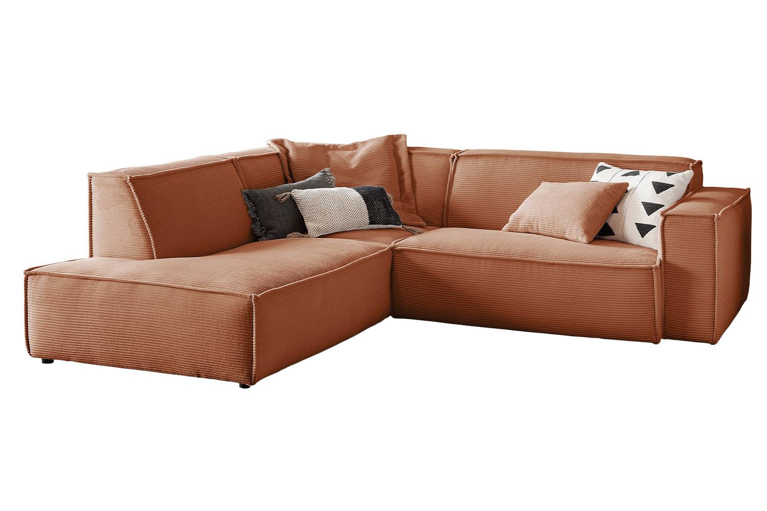 ECKSOFA SAMU Braun Cord - Schwarz/Braun, Textil (254/224cm) - KAWOLA