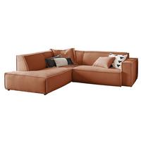 ECKSOFA SAMU Braun Cord - Schwarz/Braun, Textil (254/224cm) - KAWOLA