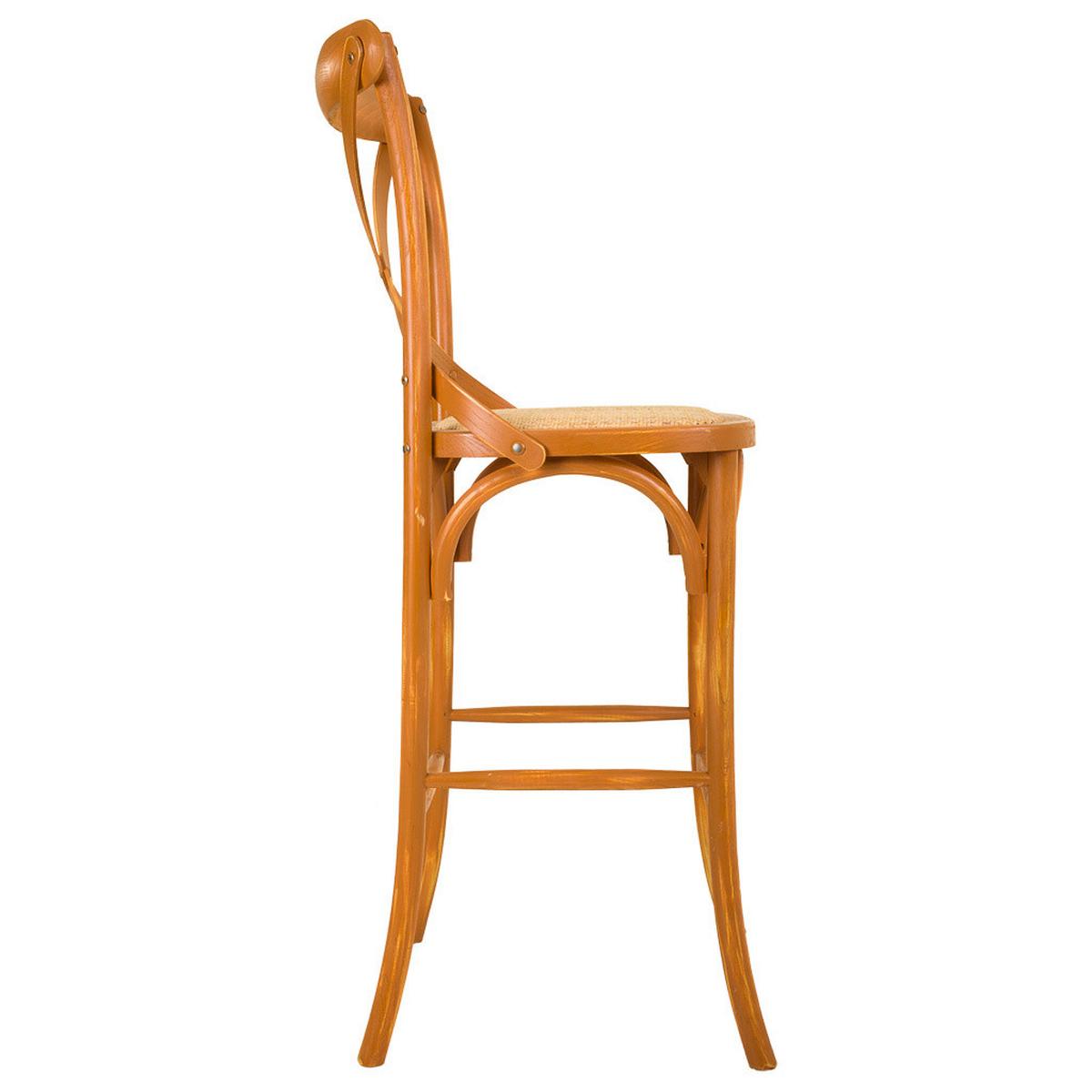 BARHOCKER aus Holz und Rattan, braun, 45x53x75cm - Braun, Holz (45/116/53cm) - Wanderlust
