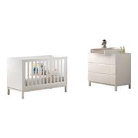 BABYZIMMER SET Keely Kiefer & MDF weiß mit Babybett und Wickelkommode - Weiß, Holz (66/85/125cm) - 58aufmkessel