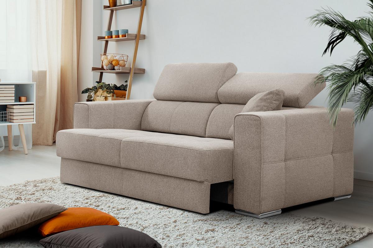 SOFA QUARTZ 3-Sitzer mit Ausziehsitz, taupe - Taupe, Holzwerkstoff/Textil (202/80/102cm) - Wozimo