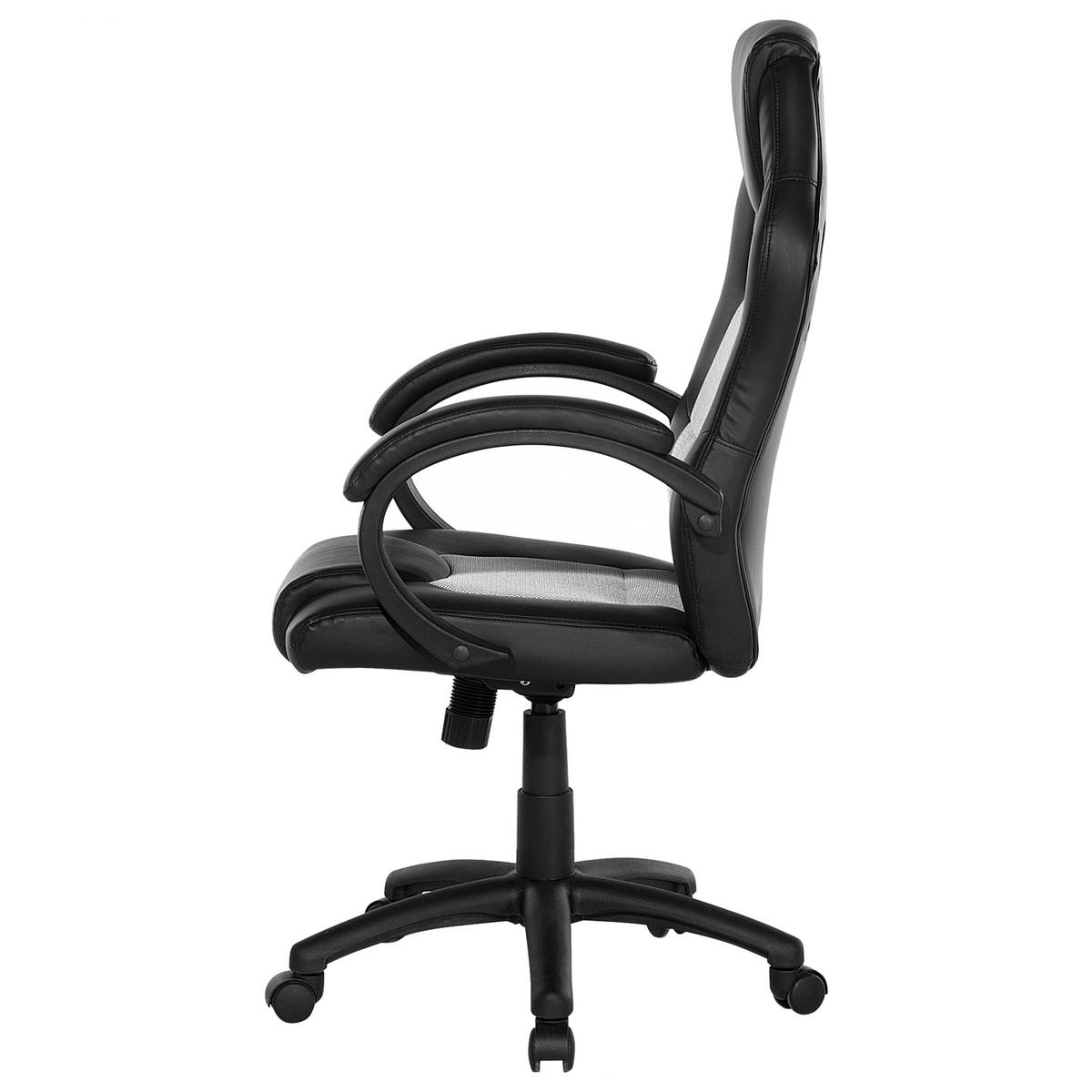 BÜROSTUHL Kunstleder Schwarz/Grau Fighter - Schwarz, Kunststoff/Textil (65/108/65cm) - Beliani
