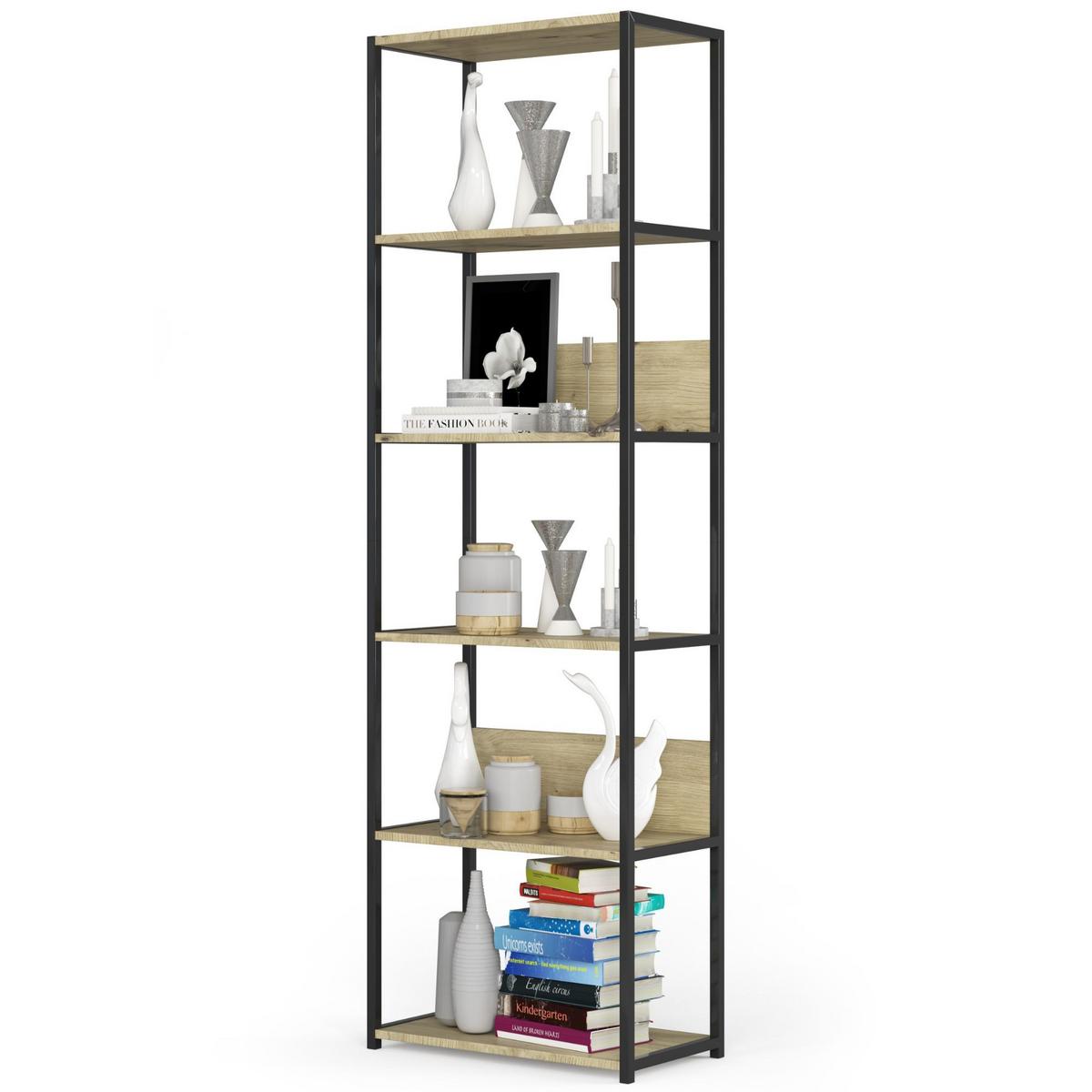 STANDREGAL Schwarz, Eiche Artisan 192/60/32 - Schwarz/Eiche Artisan, Holzwerkstoff (60/192/32cm) - RAUMHIRSCH FURNITURE