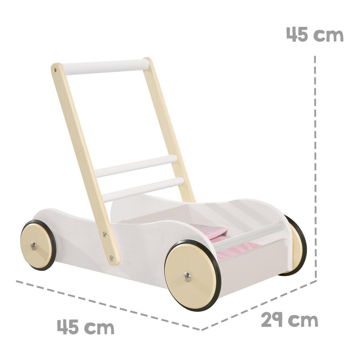 PUPPENWAGEN Scarlett - Weiß, Holzwerkstoff (29/45/56cm) - Roba