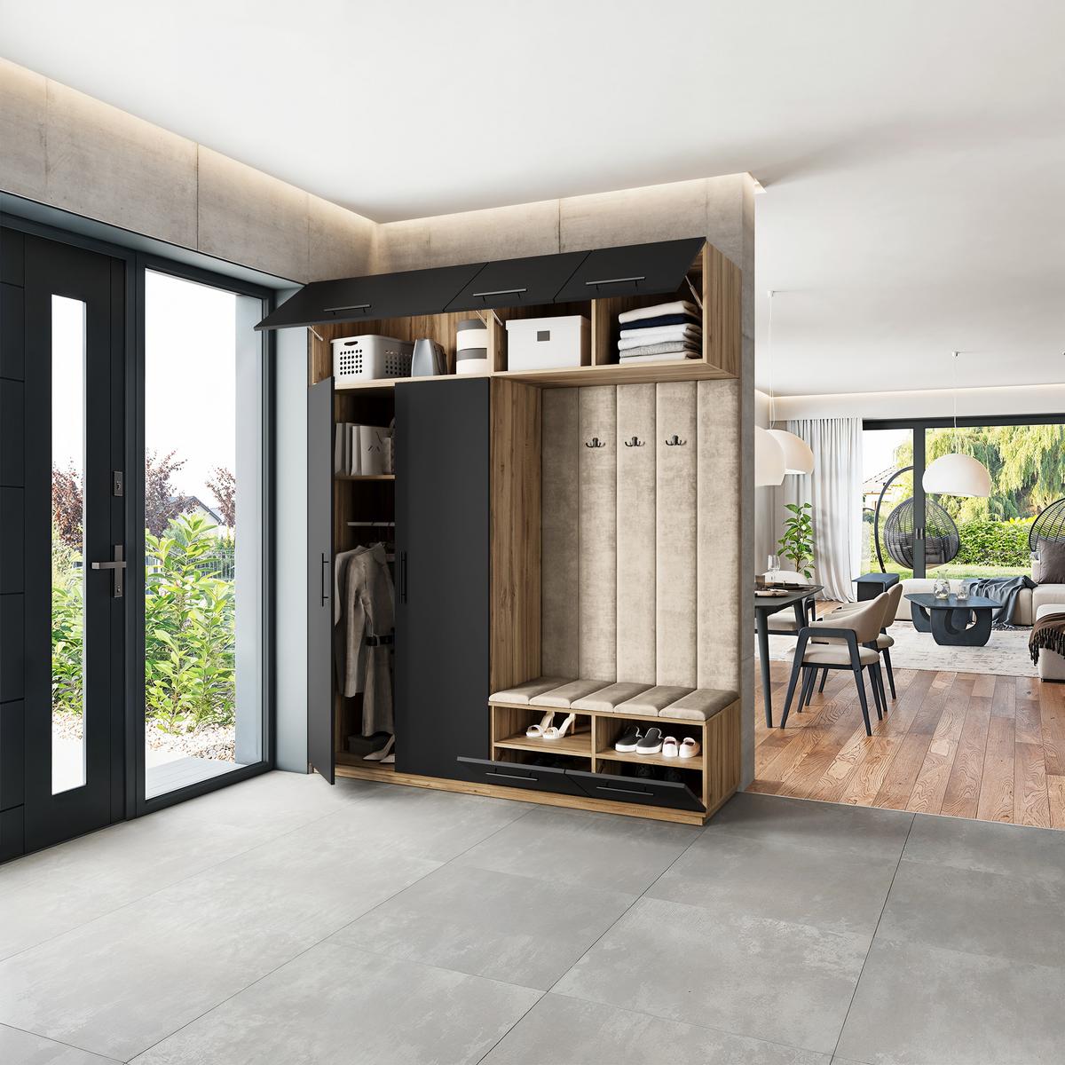 GARDEROBENSCHRANK REMA 200/240/60 cm Modern Eiche Wotan - Beige/Eiche Wotan, Holzwerkstoff (200/240/60cm) - MASSENO