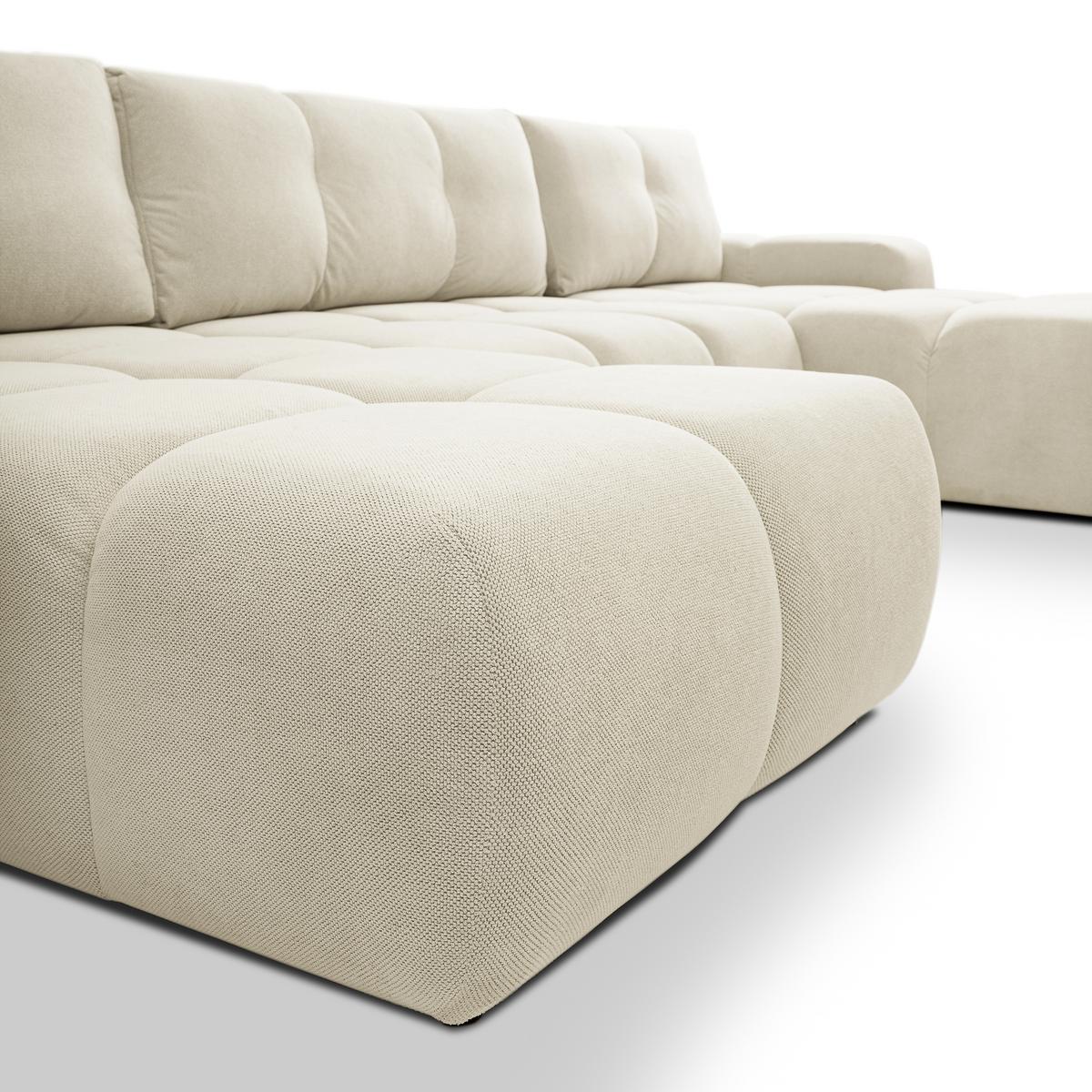WOHNLANDSCHAFT Hosio Beige 359/177/88 cm mit Schlaffunktion - Beige/Schwarz, Kunststoff/Textil (359/88/177cm) - AX Living