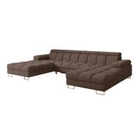 WOHNLANDSCHAFT mit Schlaffunktion und Bettkasten COMA U2 345x203x79 Braun Velours - Braun, Holzwerkstoff/Textil (345/79/203cm) - ALTDECOR
