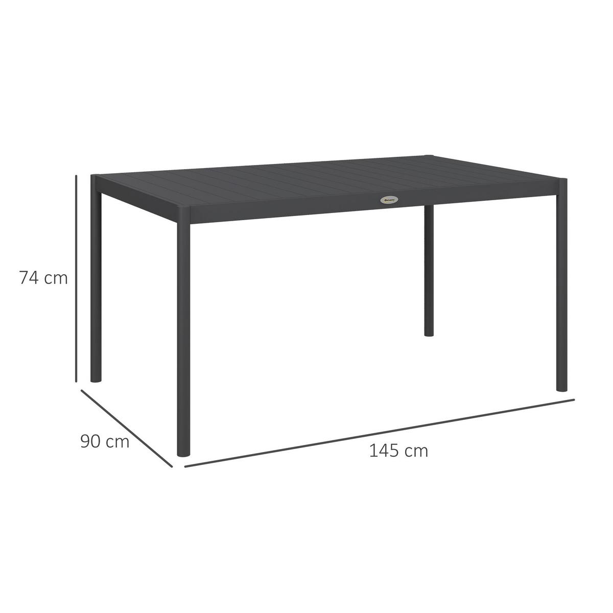 GARTENTISCH, Dunkelgrau, Aluminium - Dunkelgrau, Metall (145/90/74cm) - Outsunny