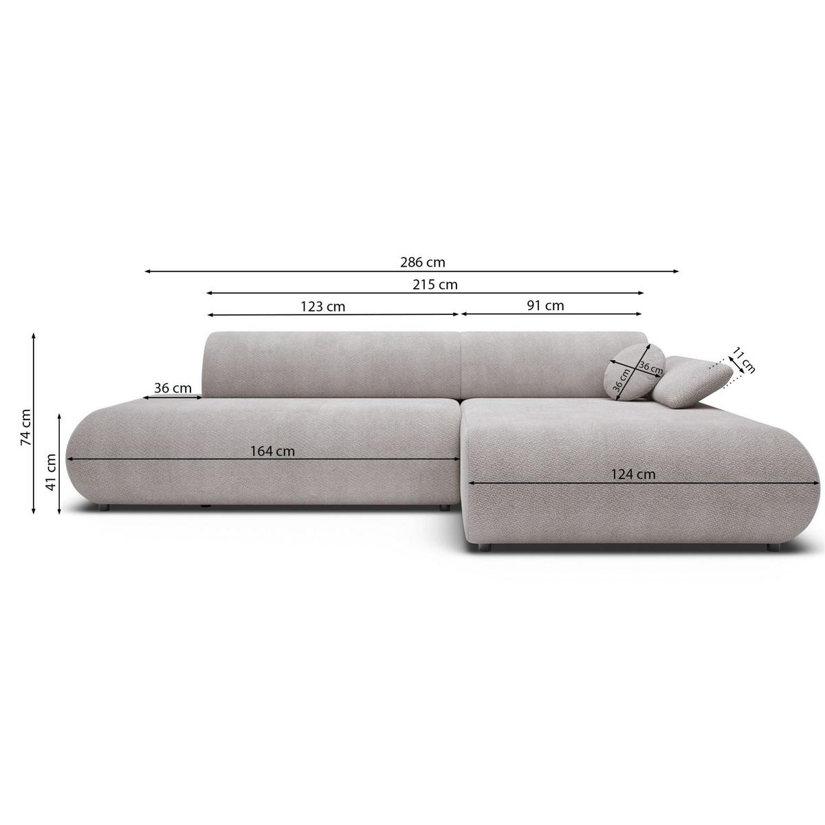 ECKSOFA Armone Beige Chenille - Beige/Schwarz, Kunststoff/Textil (173.5/286cm) - Selsey