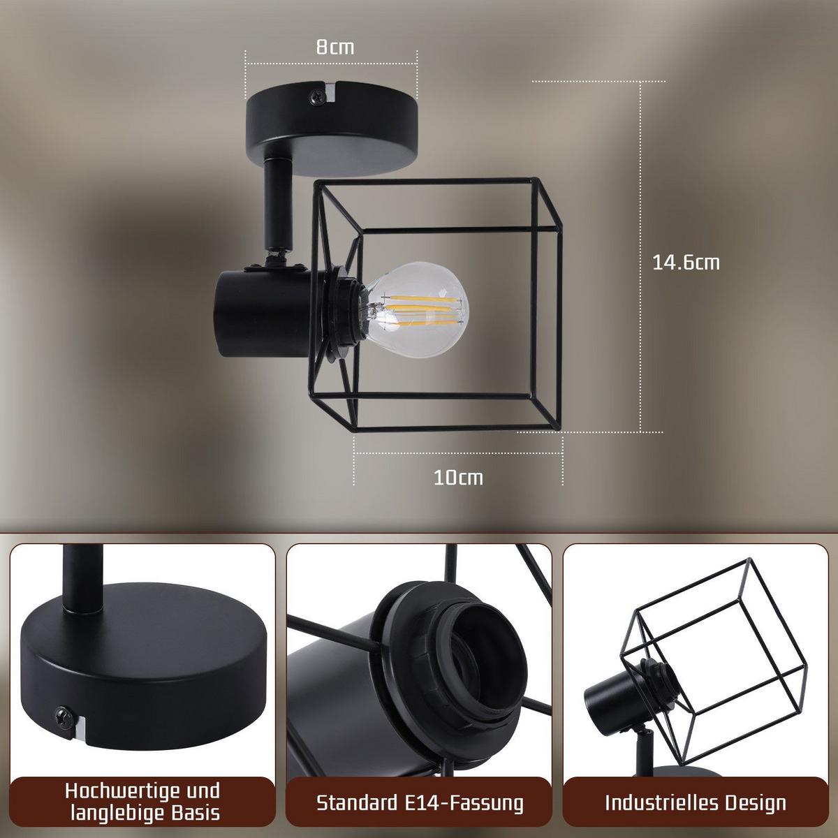 DECKENSTRAHLER Fürth 1-flammig 10/10/15 cm - Schwarz, Metall (10/10/15cm) - Nettlife