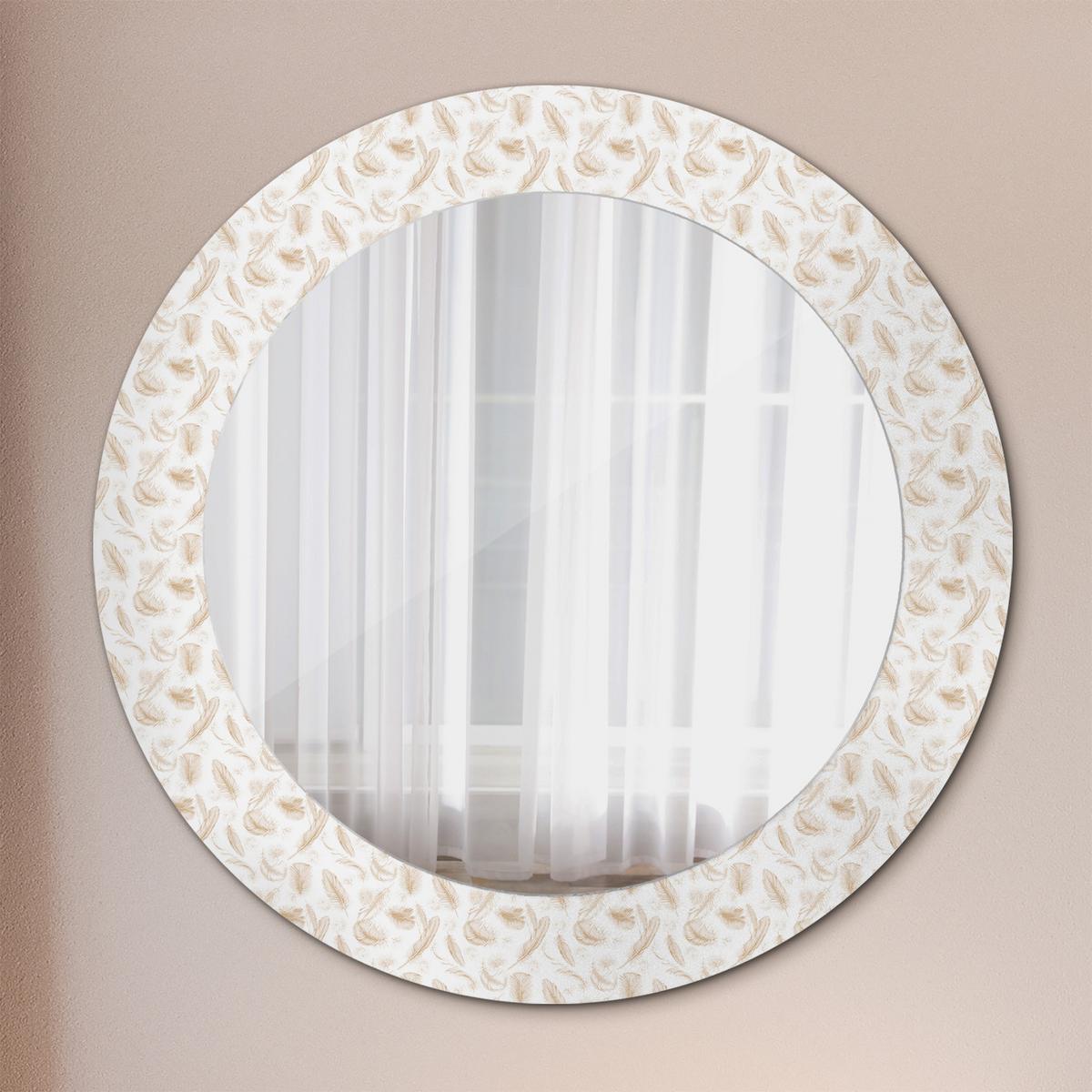 SPIEGEL Rund Ø 60 cm mit Aufdruck - Creme, Glas (60/60/0.4cm) - Wallfluent