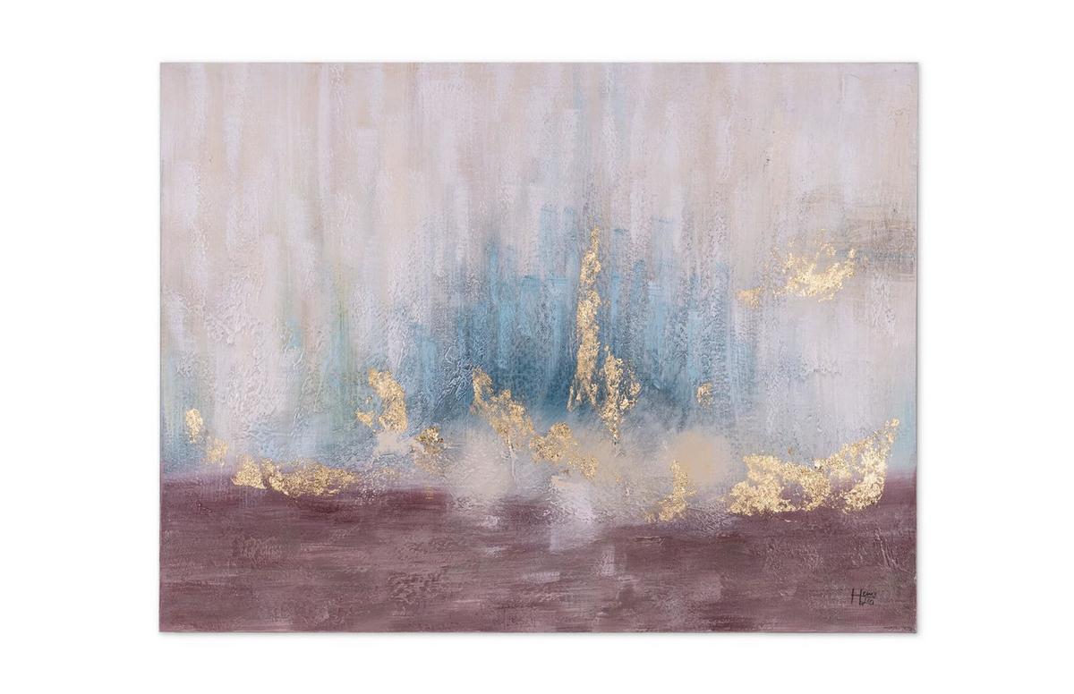 ACRYLBILD HANDGEMALT 100/75 cm - Türkis, Holz/Textil (100/75cm) - KUNSTLOFT