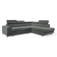 ECKSOFA VELISS Grau Veloursstoff mit Schlaffunktion - Grau, Holz (255/193cm) - MASSENO