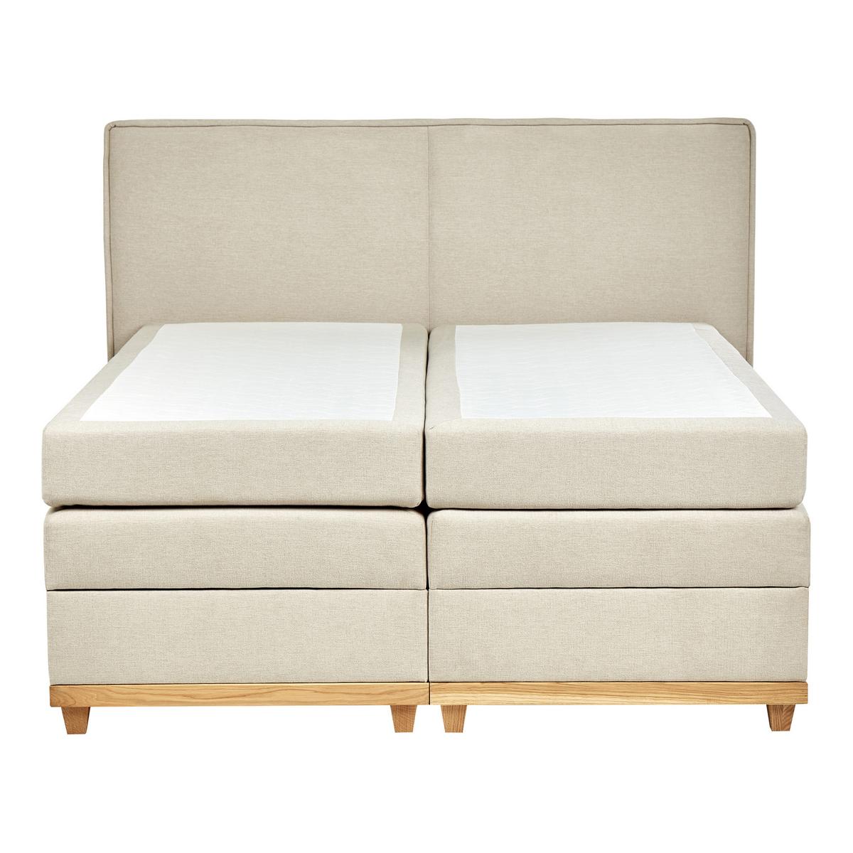 BOXSPRINGBETT 160/200cm Helles Beige Dynasty - Beige, Textil (160/200cm) - Beliani