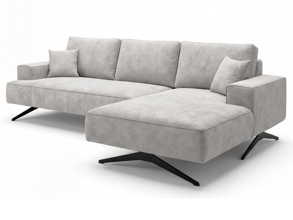ECKSOFA Leto Grau Rechts - Schwarz/Grau, Holz/Textil (165/260cm) - Graingold