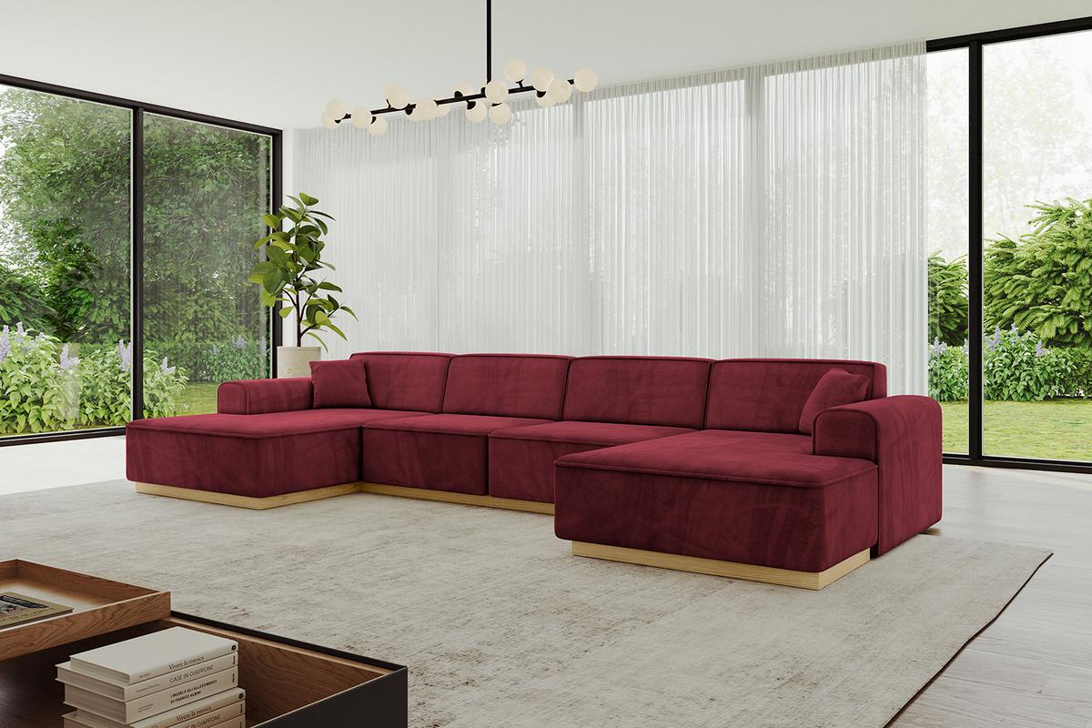 WOHNLANDSCHAFT IREA-U2-v2 - 386x165x80 cm Bordeauxrot - Bordeaux, Holzwerkstoff/Textil (386/80/165cm) - ALTDECOR