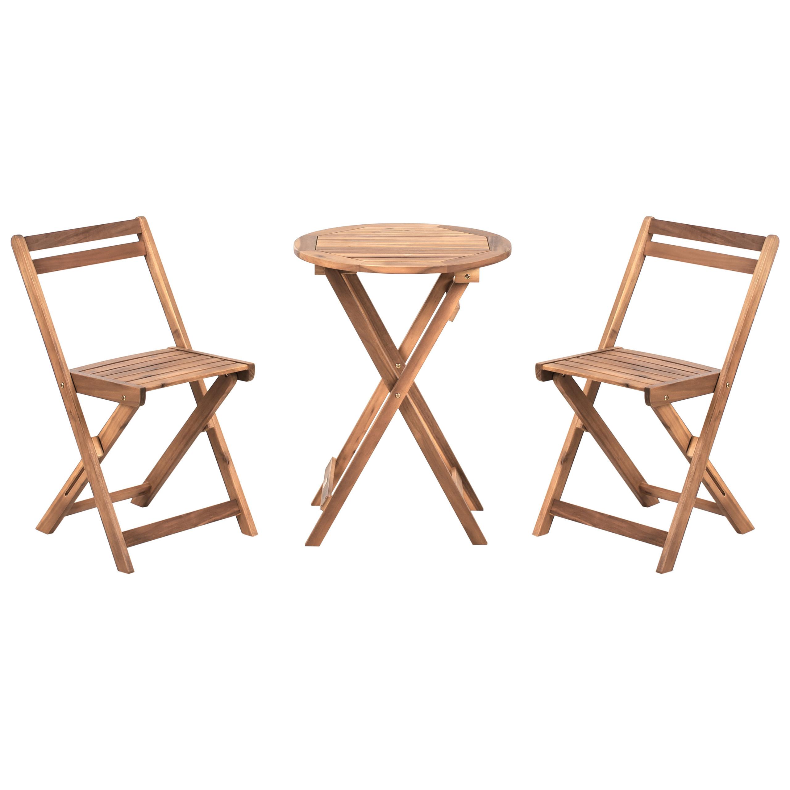 BISTRO-SET klappbar Akazienholz Braun Sacile - Braun, Holz - Beliani