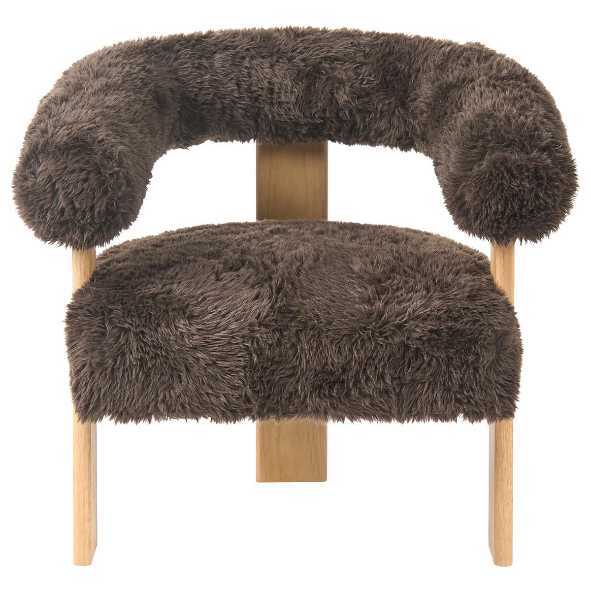 SOFA-SET Webpelz Dunkelbraun/Hellbraun Ilbro - Braun, Textil (138/76/68cm) - Beliani