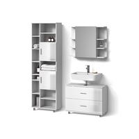 BADMÖBEL-SET Eisak Weiß Hochglanz 3 Teile, mit Hochschrank - Weiß Hochglanz, Holzwerkstoff (80/60/33cm) - Livinity®