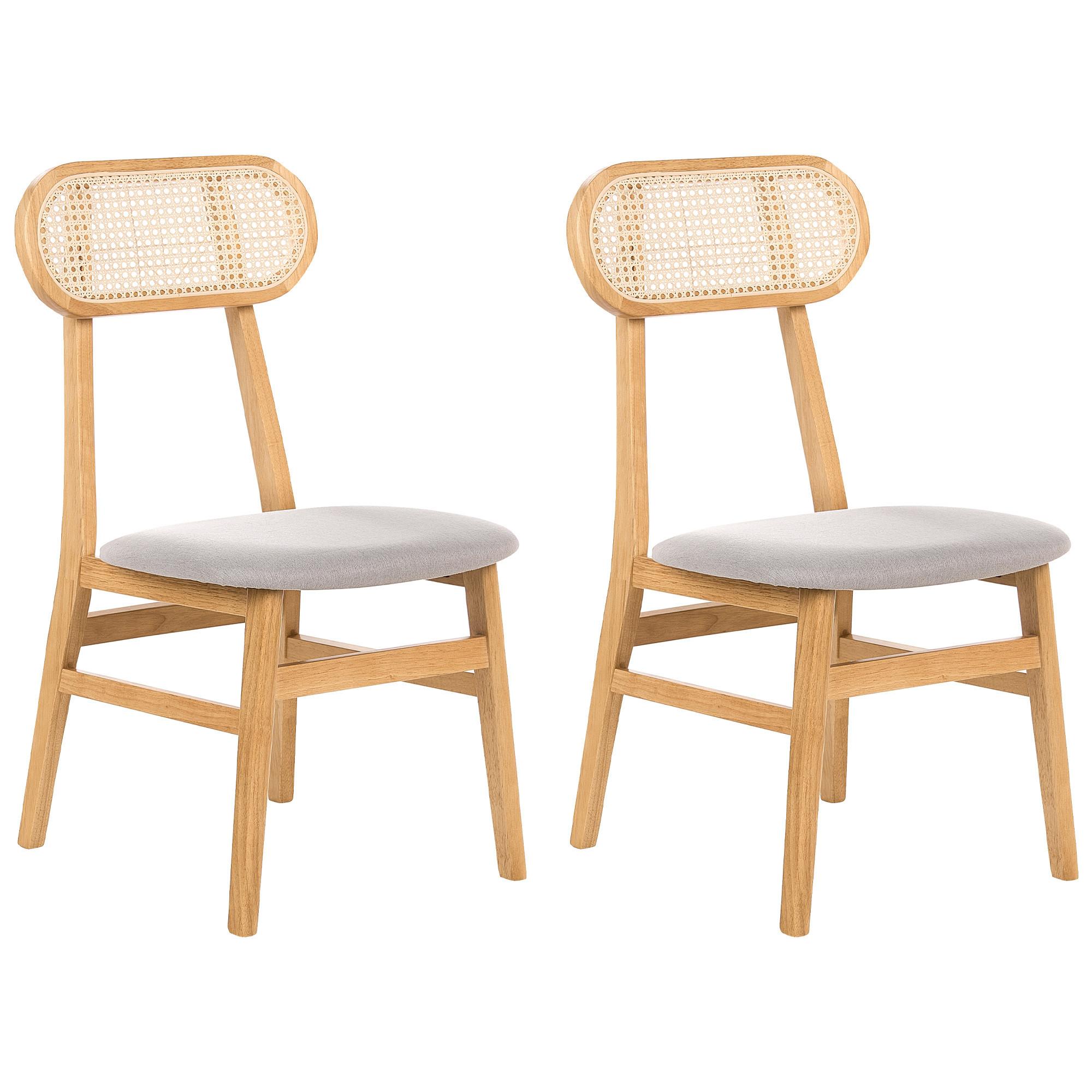 ESSZIMMERSTUHL 2er-Set Holz Hellbraun/Hellgrau Fallon - Hellgrau, Holz (47/90/50cm) - Beliani