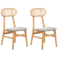 ESSZIMMERSTUHL 2er-Set Holz Hellbraun/Hellgrau Fallon - Hellgrau, Holz (47/90/50cm) - Beliani